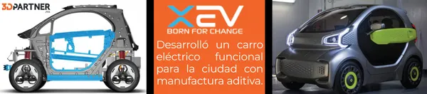 Chasis y vista exterior del LSEV de XEV, auto eléctrico urbano fabricado con manufactura aditiva