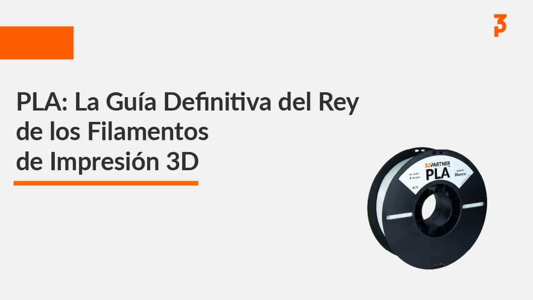 Portada de la guía de PLA con un carrete de filamento PLA blanco de 3DPartner