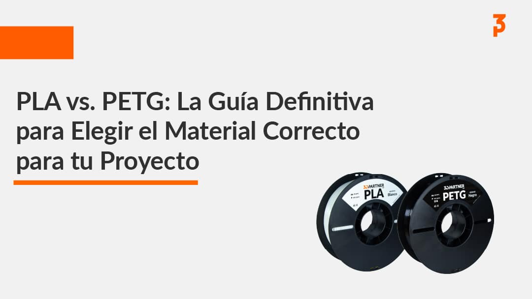 Carretes de filamento 3DPartner PLA blanco y PETG negro para comparar ambos materiales