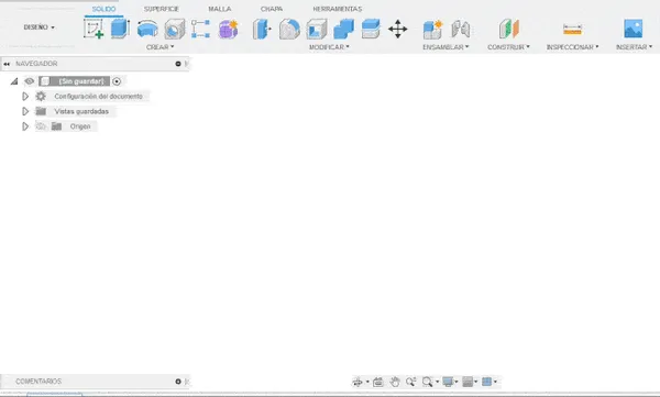 Captura de software CAD con un documento nuevo, punto de partida para crear un dibujo 2D