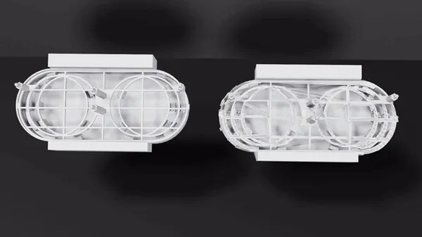 Comparación en render de dos versiones de la pieza con puntas delgadas, vista superior