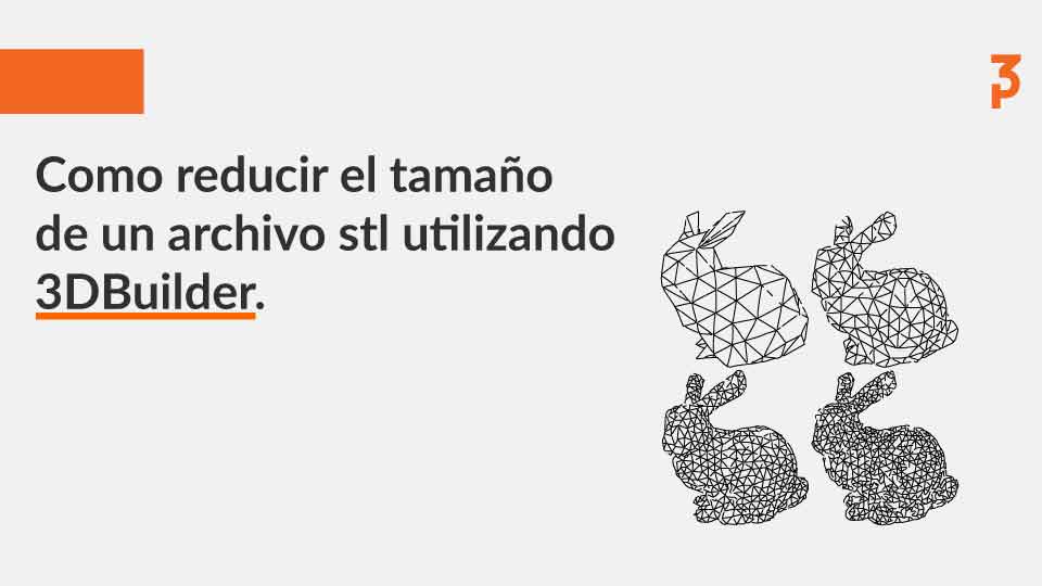 Cuatro conejos en malla de triángulos con distinta densidad que ilustran la simplificación de un archivo STL