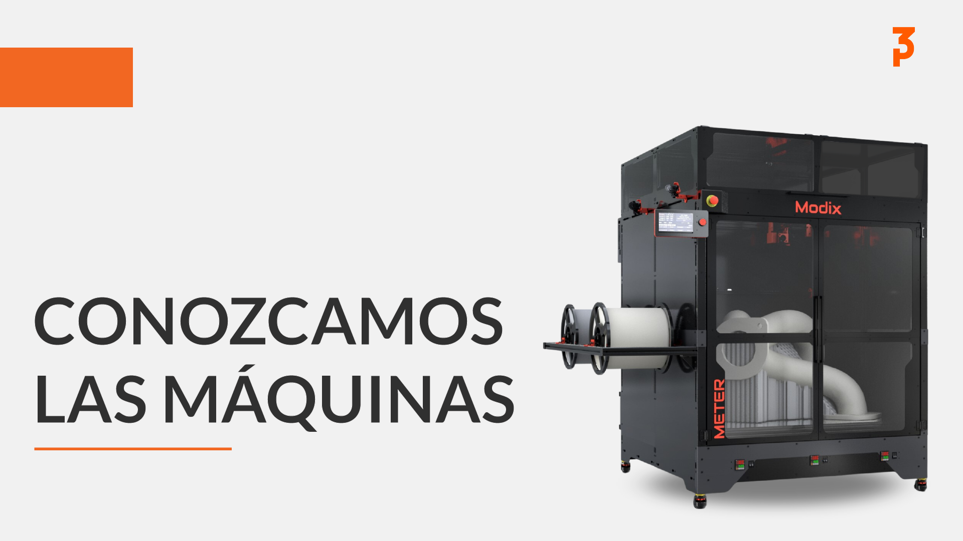 Impresora 3D FDM de gran formato Modix con una pieza blanca en su cámara