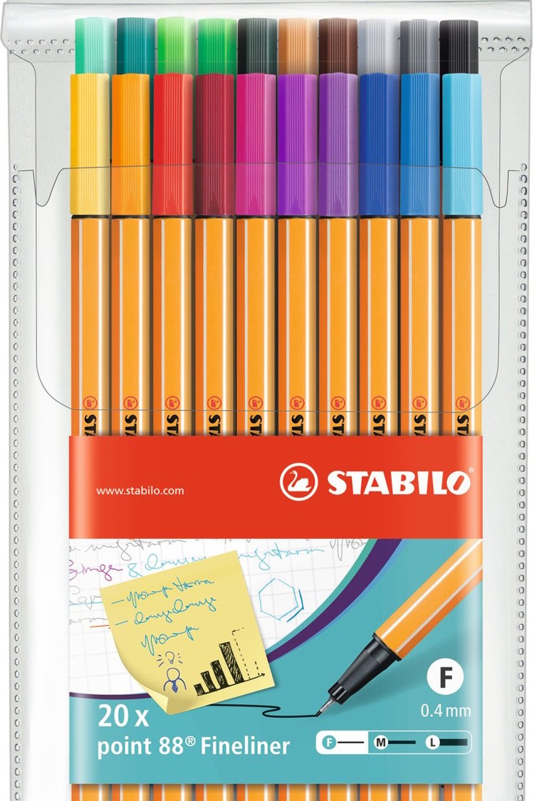 Fineliner STABILO point 88 Arty boîte 66 couleurs sur