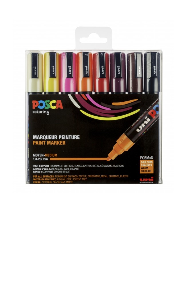 Marqueur peinture Uni Posca PC-5M Pointe moyenne Coffret 15 couleurs -   France