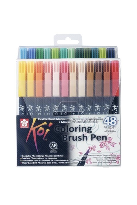 48 crayons pinceaux avec papier aquarelle - Pinceau à double pointe -  Fineliners et