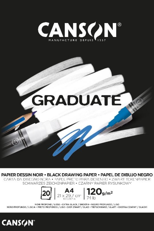 Bloc Graduate Mixed Media Gris 30 feuilles format A3 de Canson