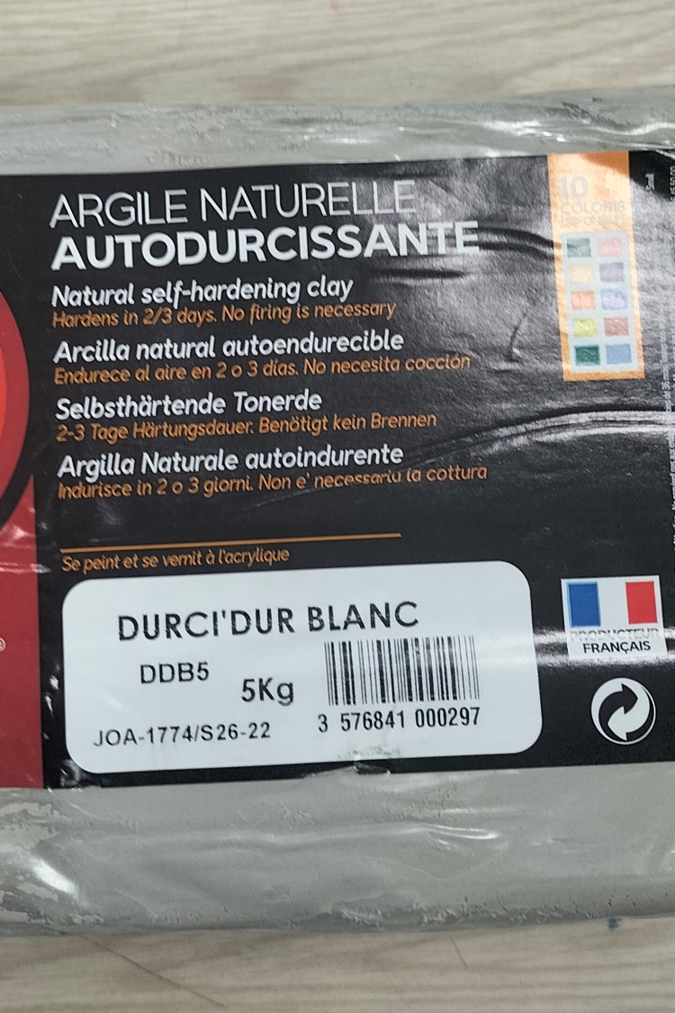 Argile blanche autodurcissante 5 kg