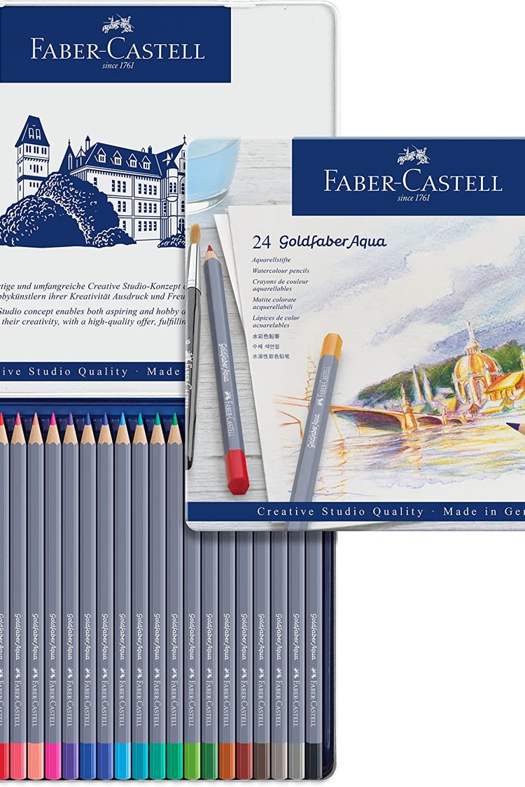 Boîte métal 12 crayons aquarelle Faber-Castell Goldfaber