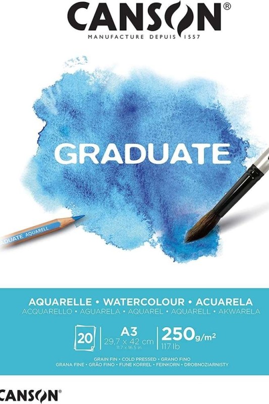 BLOC PAPIER AQUARELLE GRADUATE A3 250GR