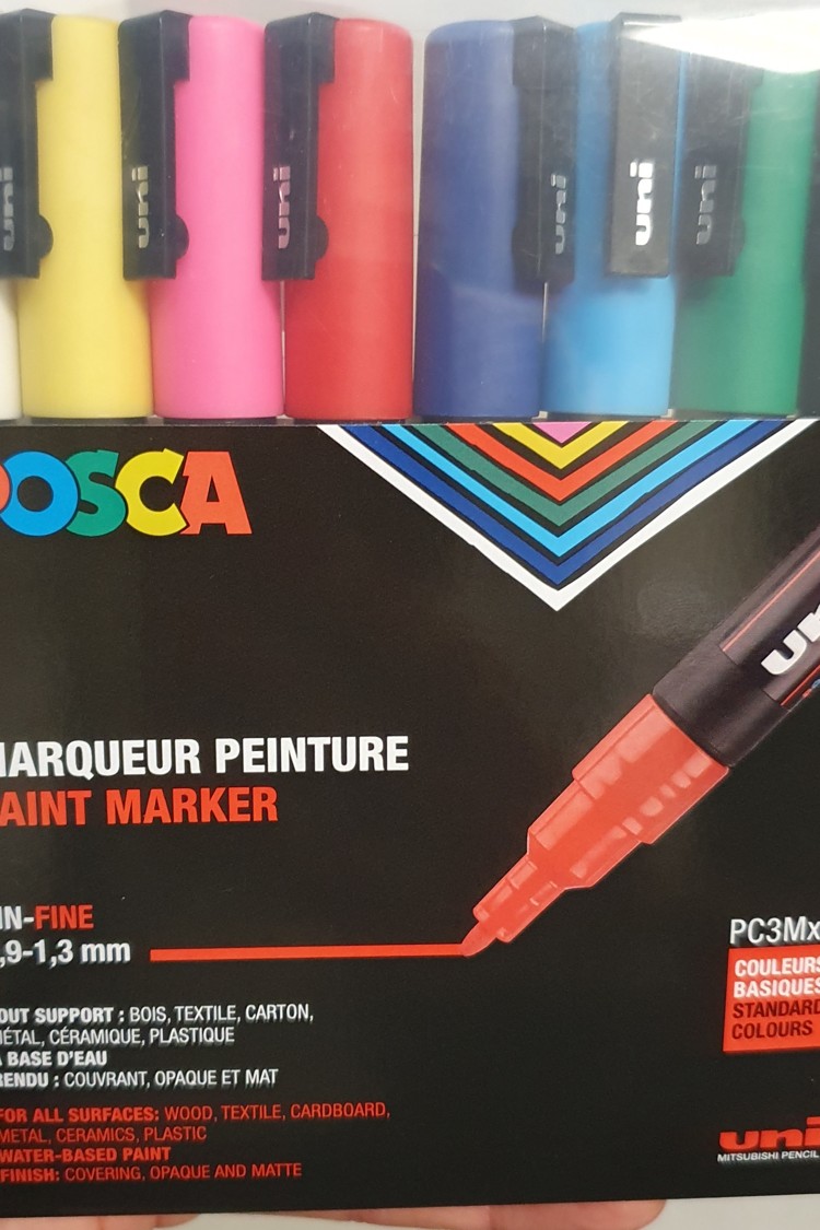 Set de 8 marqueurs Posca - Pointe fine conique - Couleurs basiques - Les  Marqueurs - Art graphique