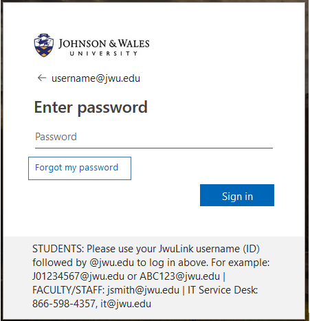 Password Help - jwuLink