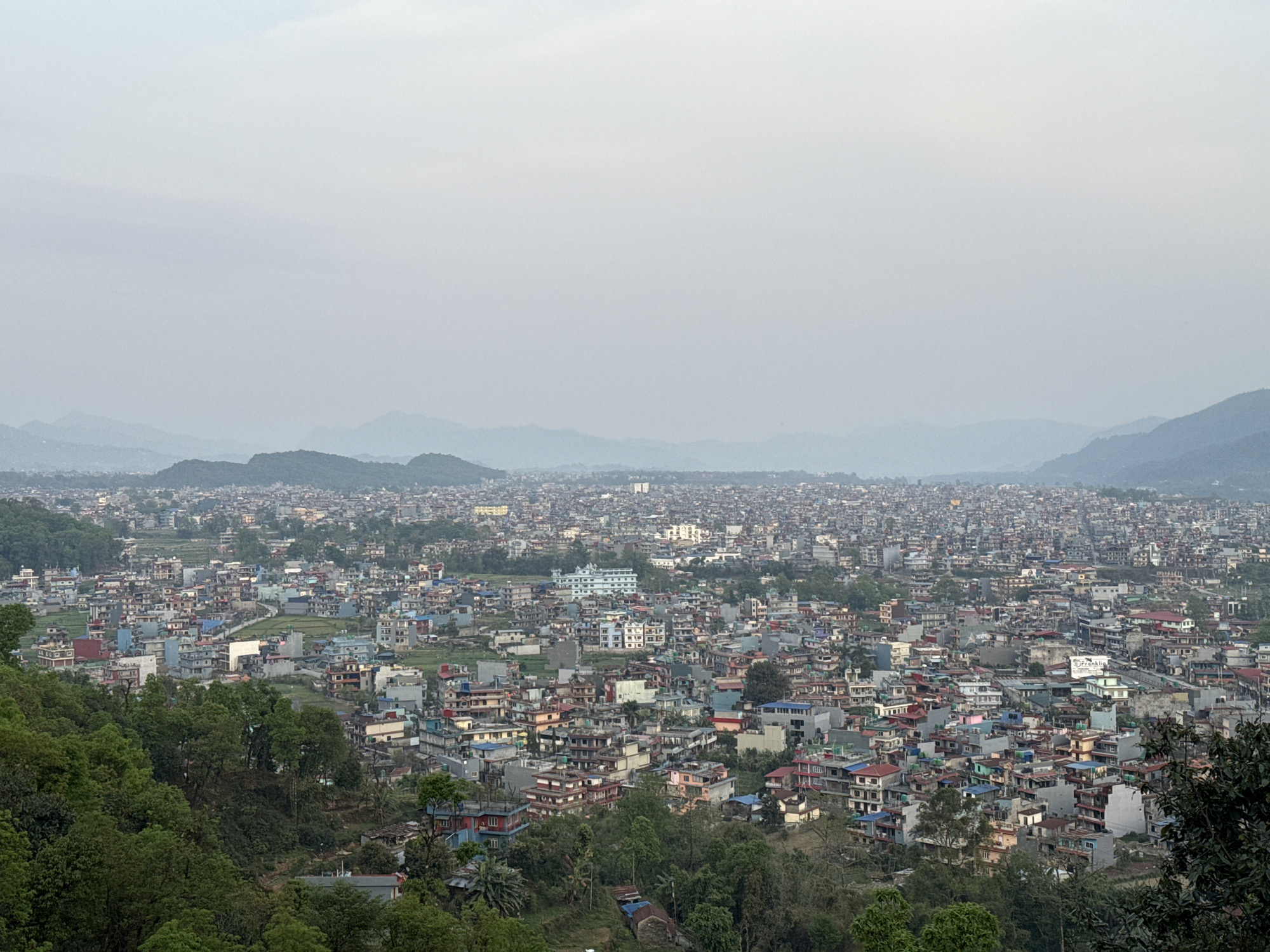 Panoramic views of Pokhara Nepal captured from hillside vantage points