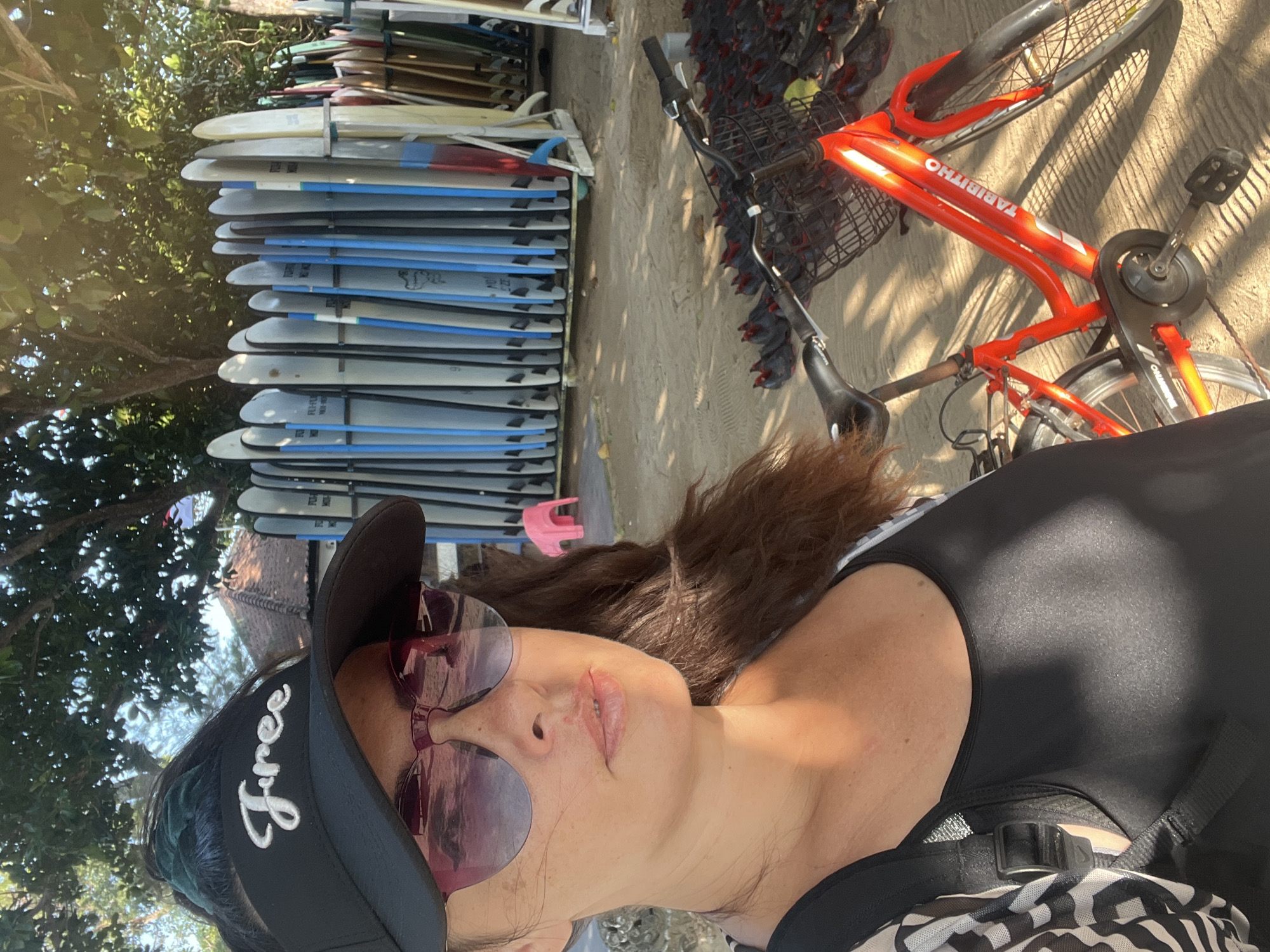 Bikes and surfboards at a Kuta Selatan beach hangout