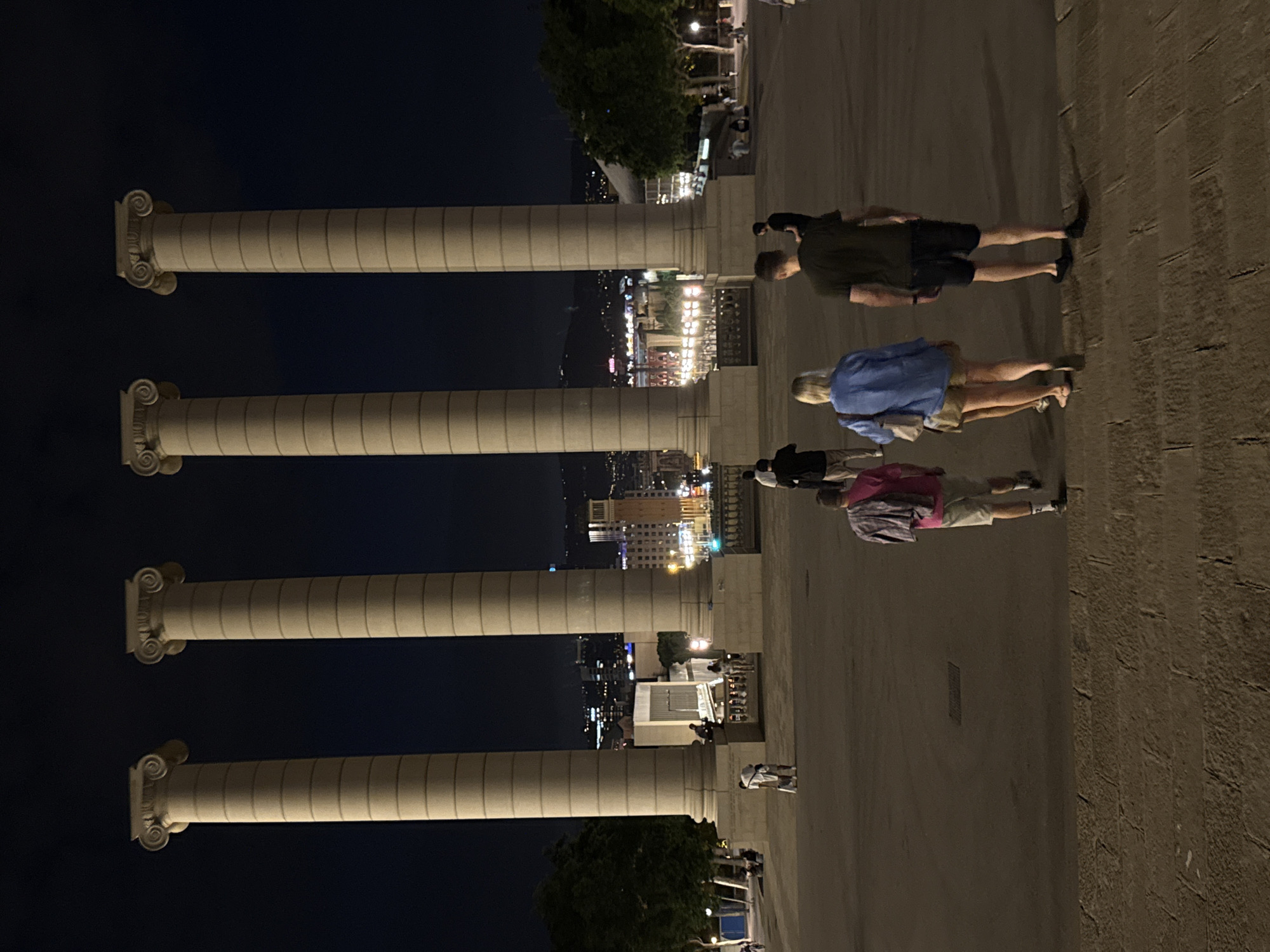 Evening at Magic Fountain of Montjuïc with illuminated water displays