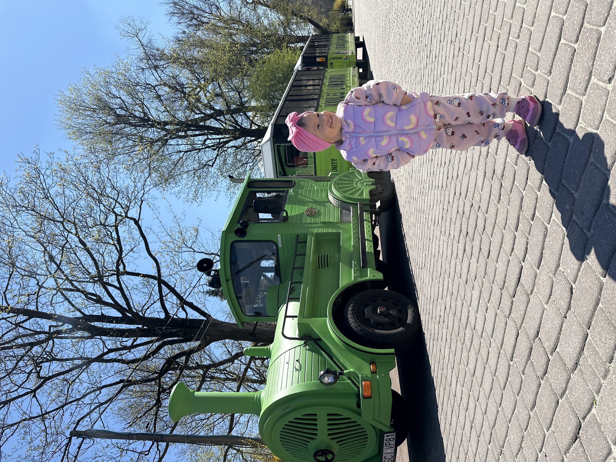 Family enjoys morning playground visit in Wisła, Poland