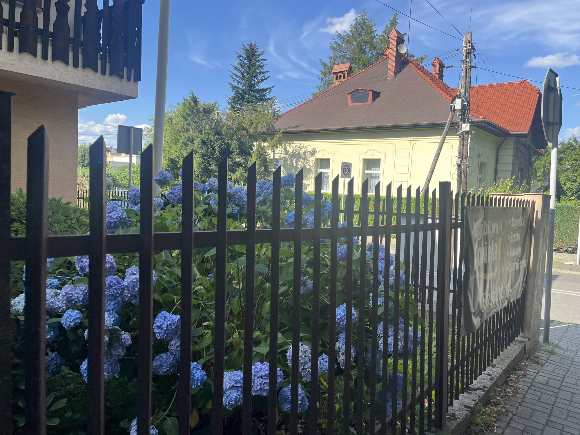 Sunny afternoon walkthrough of a quiet residential and commercial neighborhood
