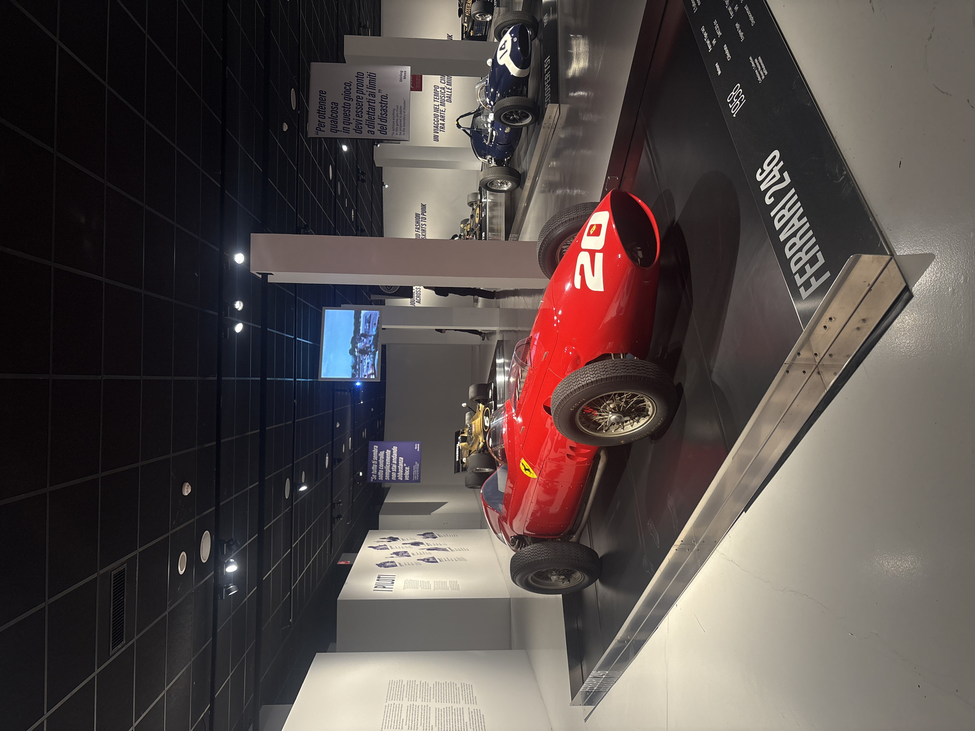 Vintage Ferrari 246 displayed at Turin museum exhibition