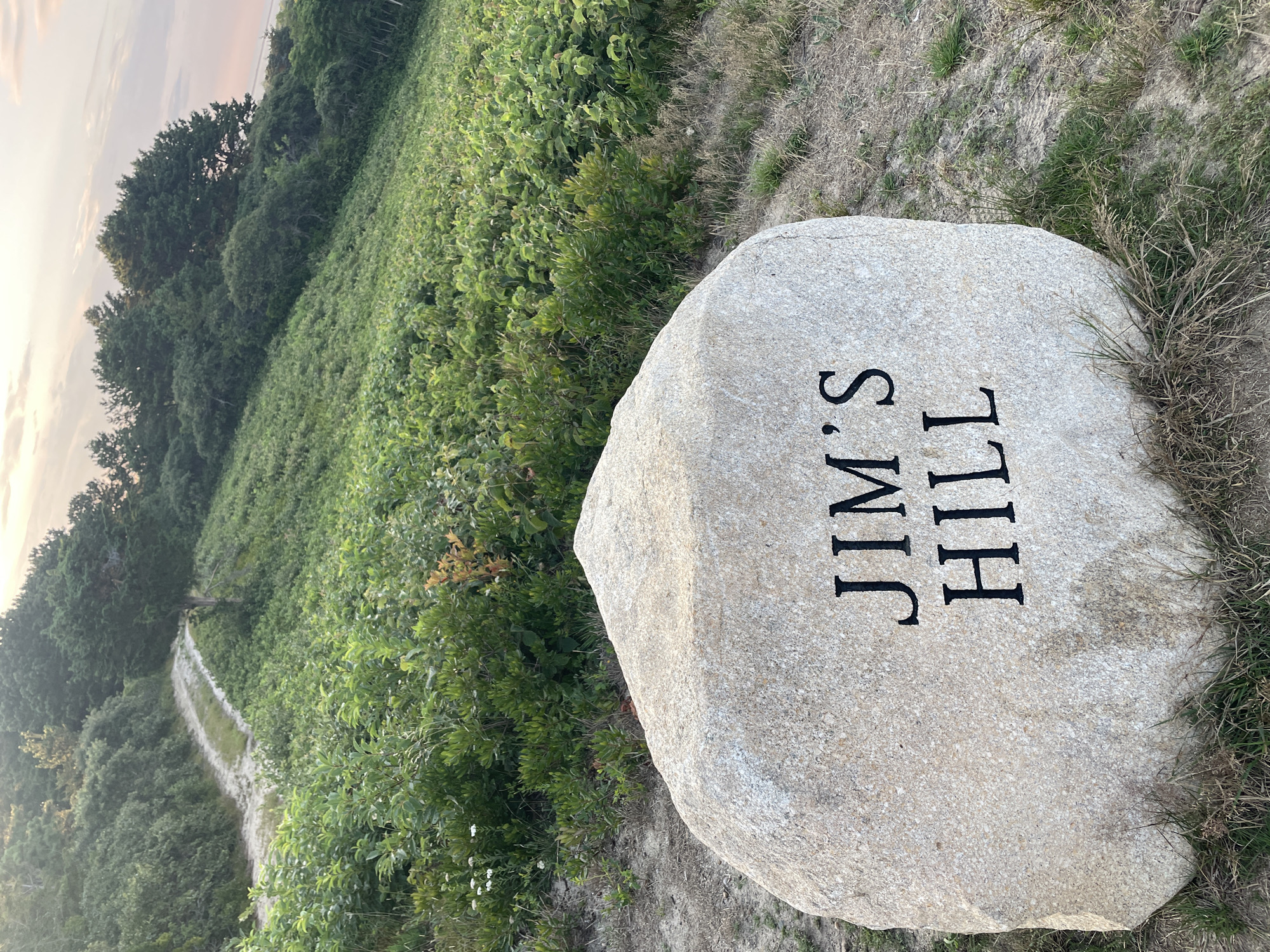 Jim's Hill on Nantucket: boulder marker and open sky
