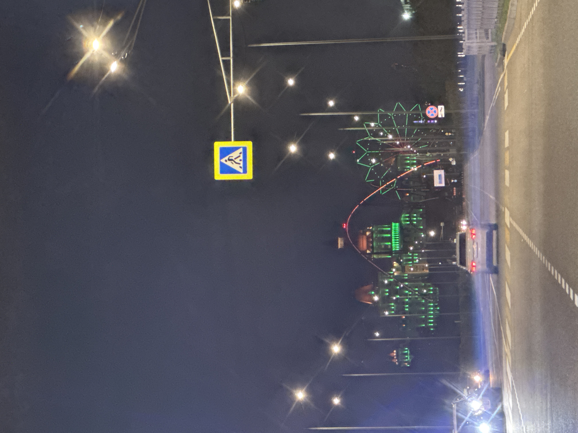 Night street scene captured in Sirius, Russia