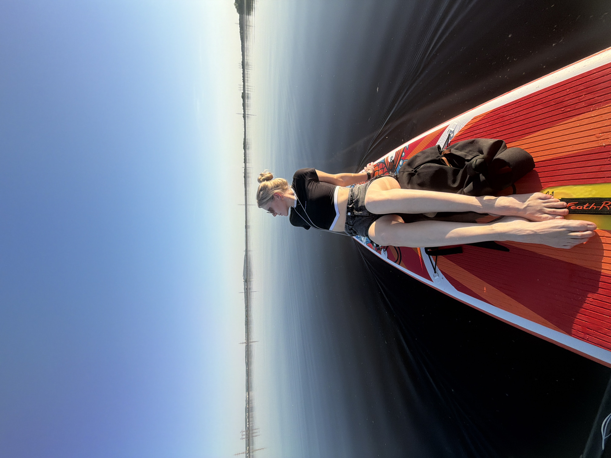 Paddleboarding session documented along Noviy Russia waterway