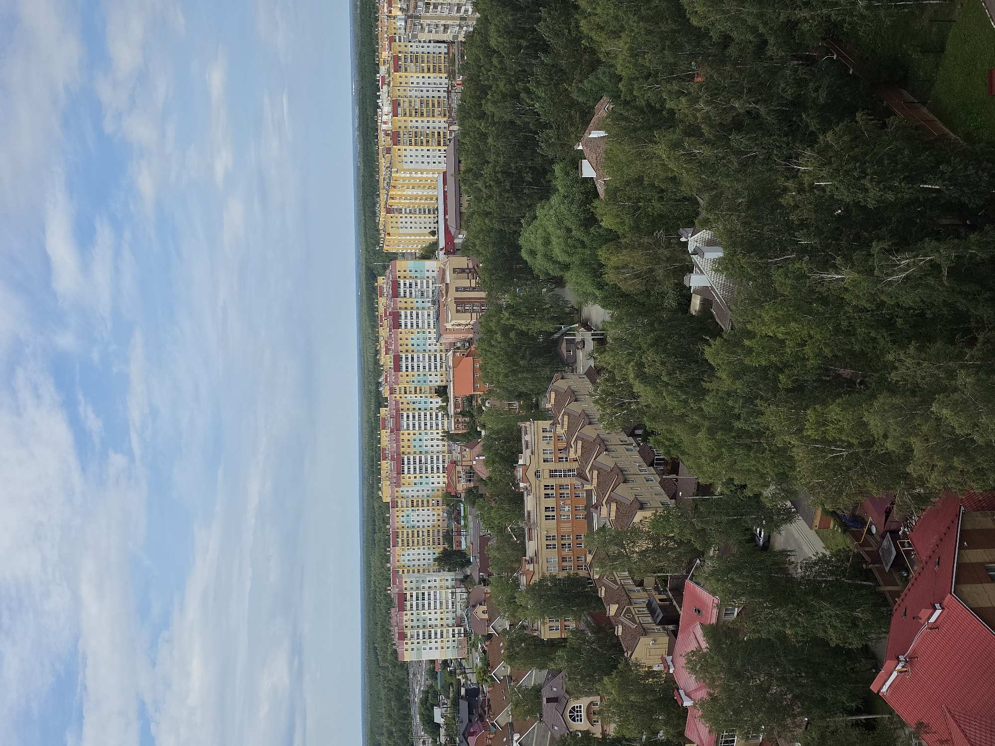 Aerial and street views of Chelyabinsk's mixed residential neighborhoods