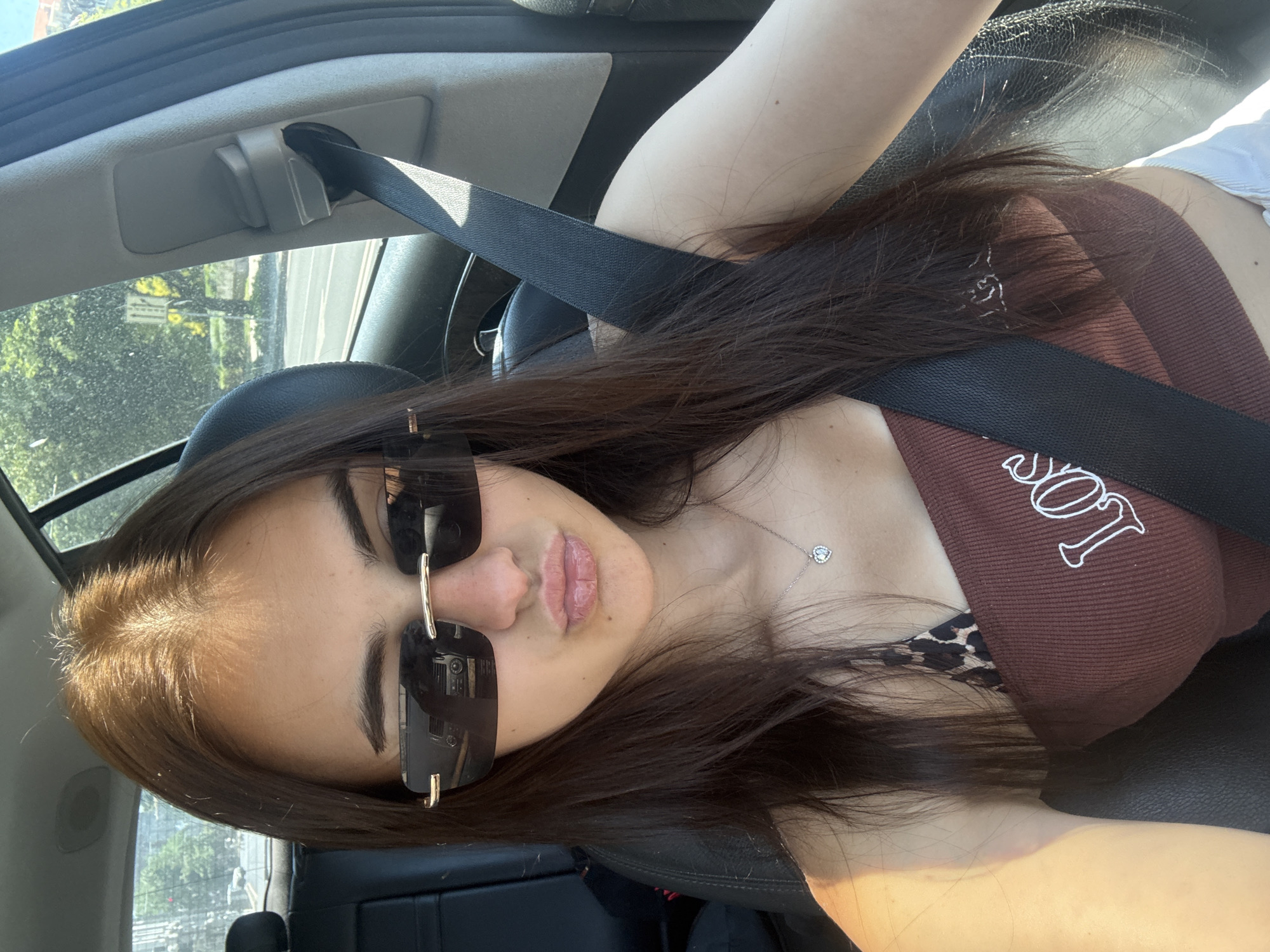 In-car selfie session on a summer day in Burgas