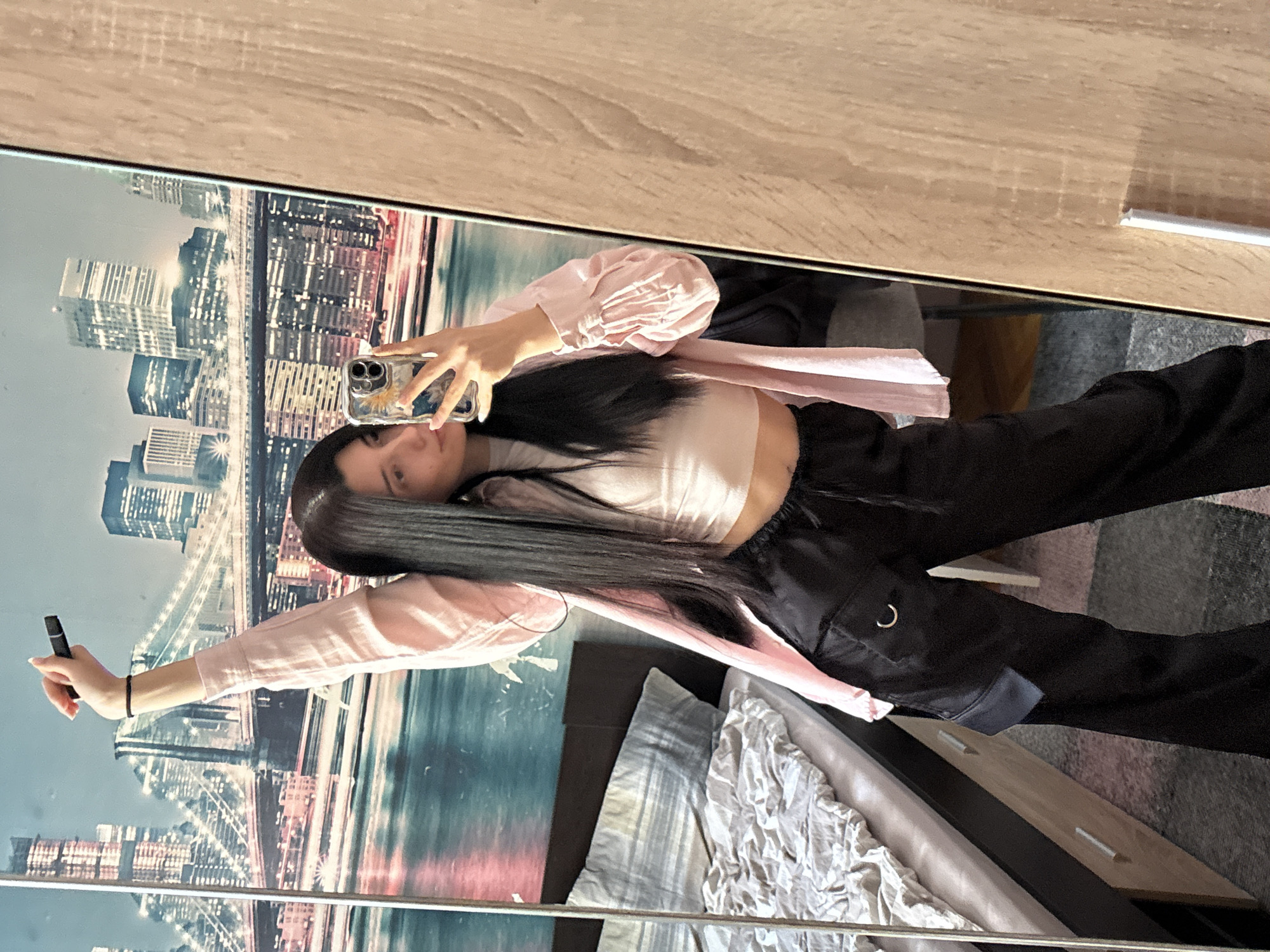 Woman documents selfies and design work in Sofia afternoon