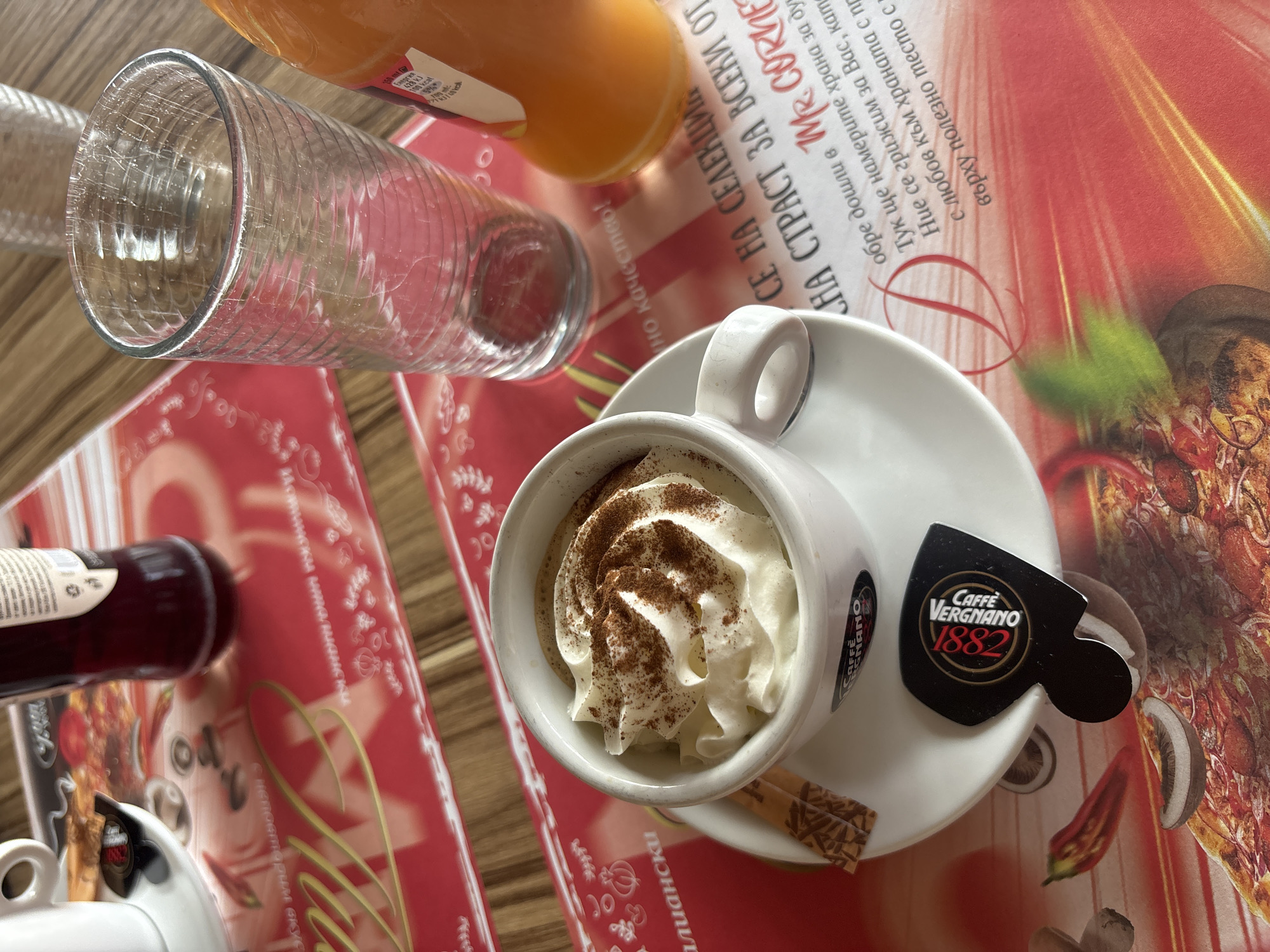 Coffee served at café table in Dimitrovgrad, Bulgaria