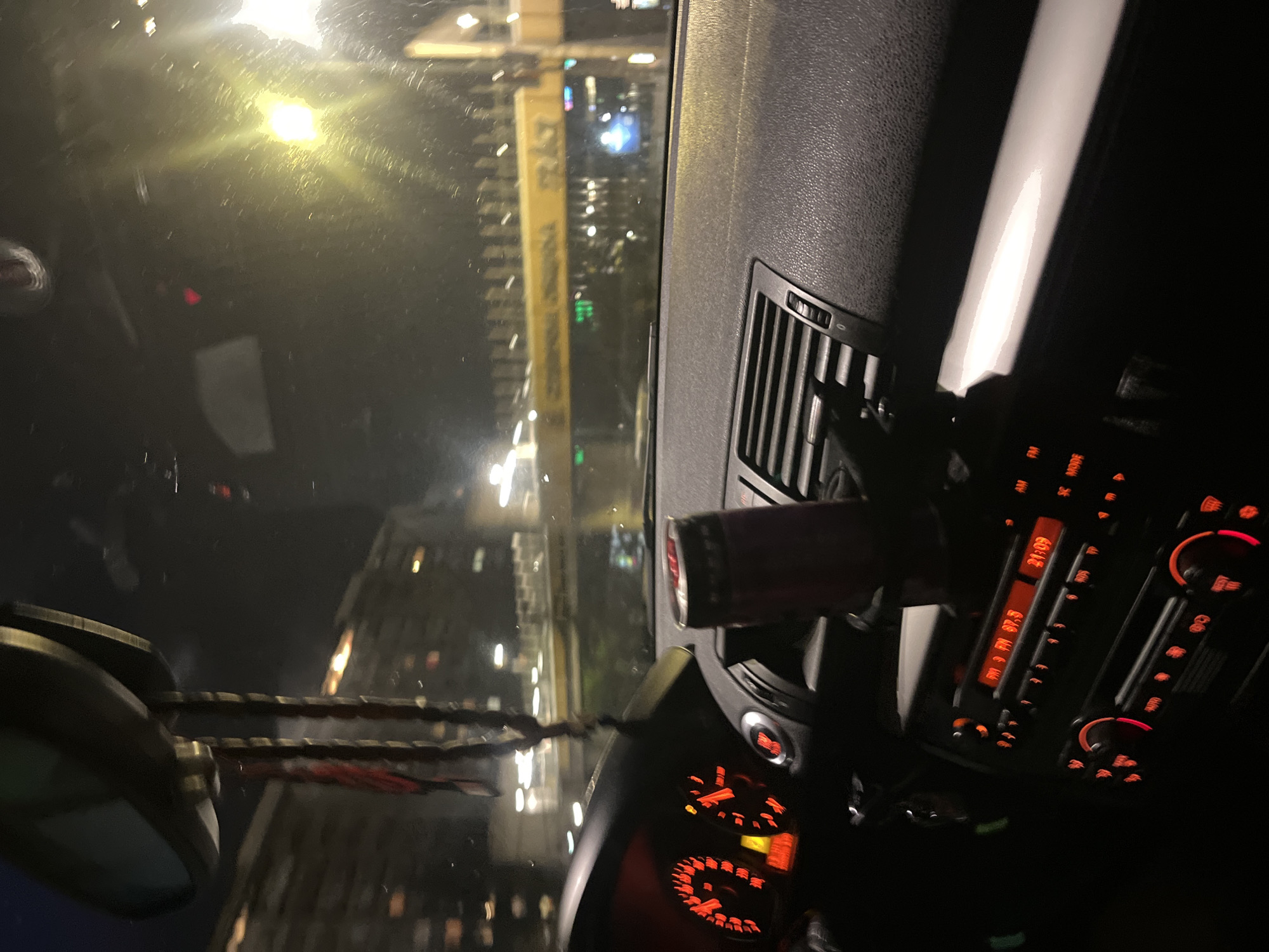 Night drive through Sofia captured on dashboard camera