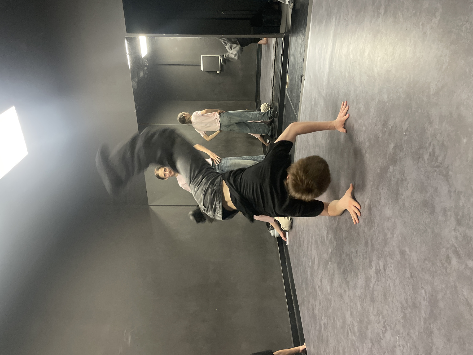 Breakdancers practice acrobatic moves in Krasnoyarsk studio
