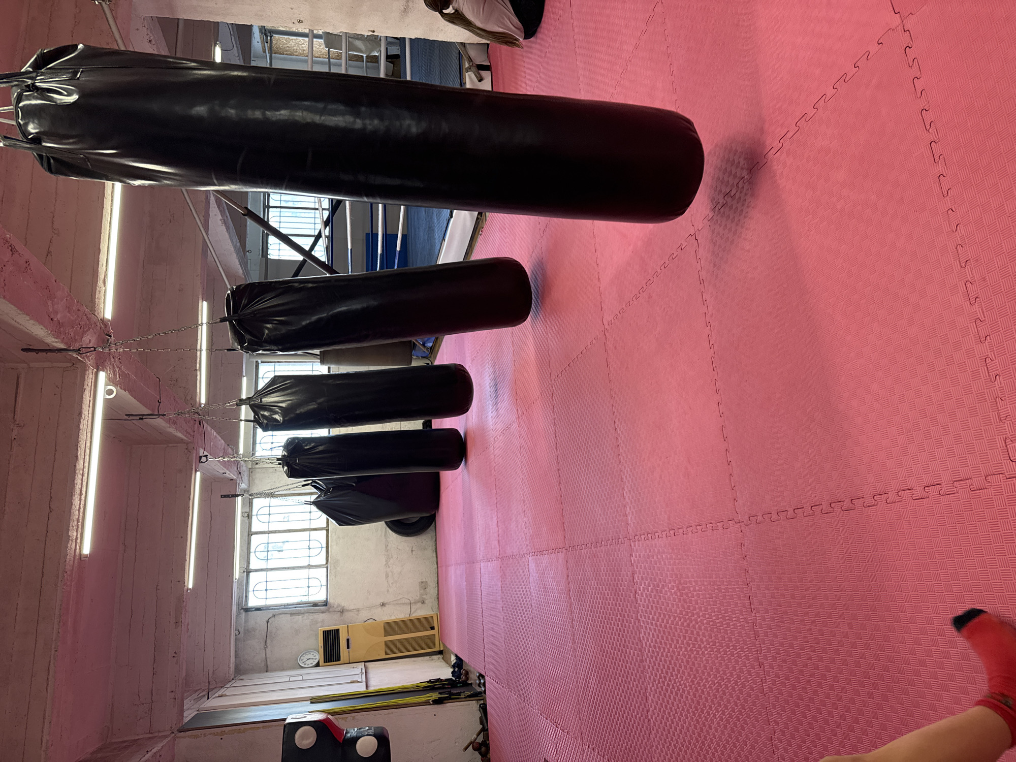 Boxing gym with pink mats observed in Varna, Bulgaria