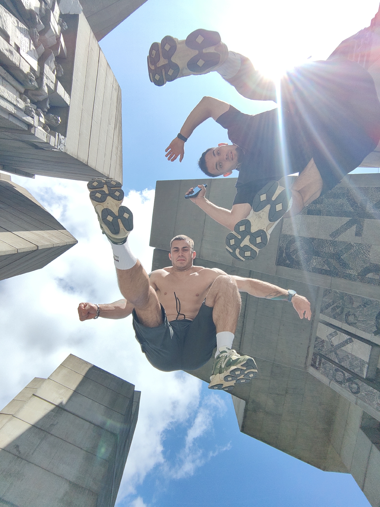 Acrobatics at Shumen's monumental concrete landmark