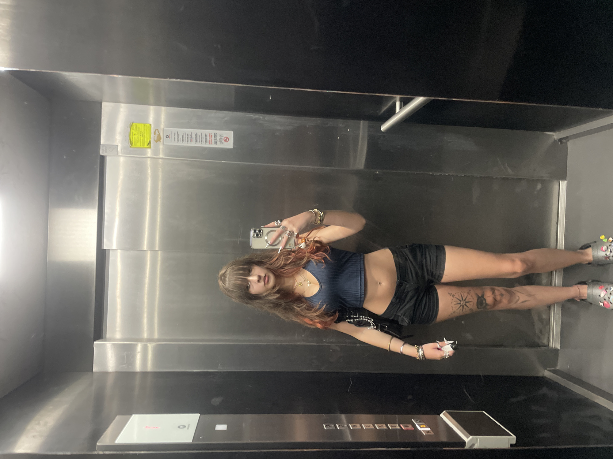 Woman takes elevator selfie in Raanana, Israel