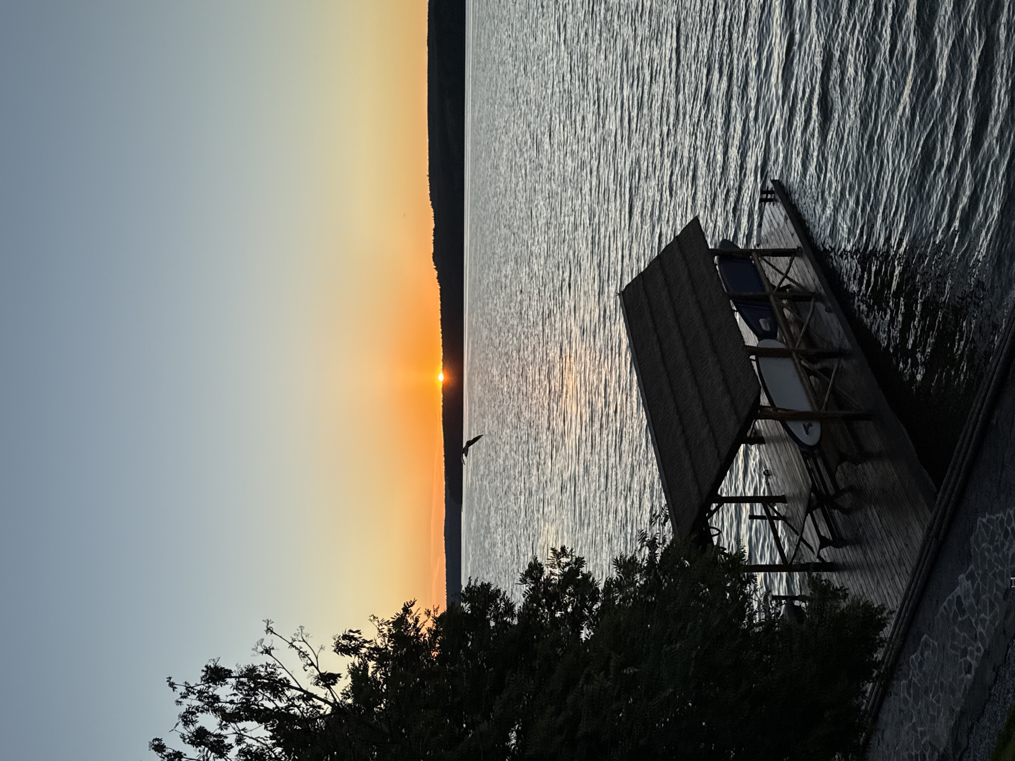 Lakeside dinner setup at sunset, Votkinsk