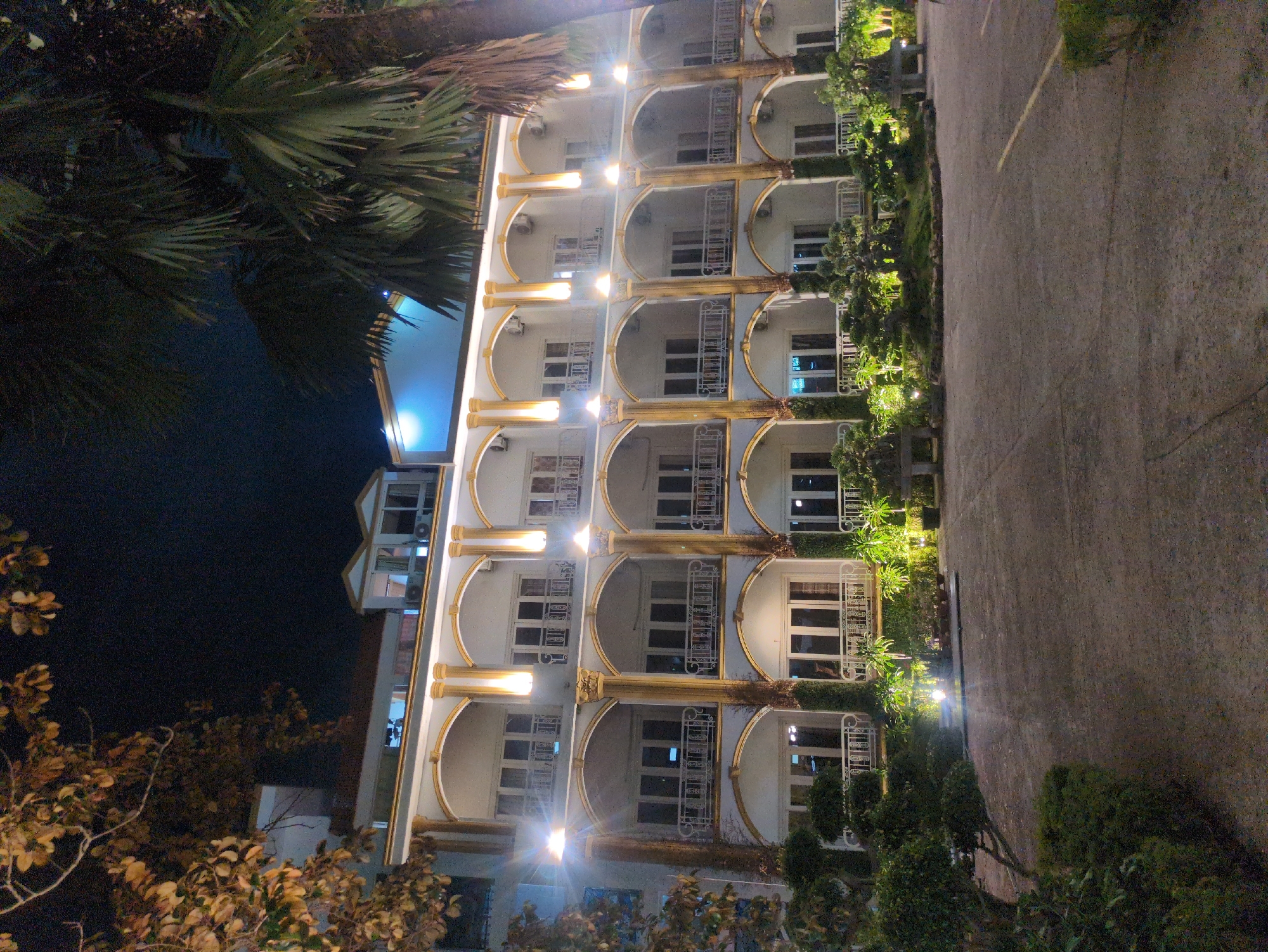 Nighttime scenes captured at hotel and restaurant in Phú Quốc