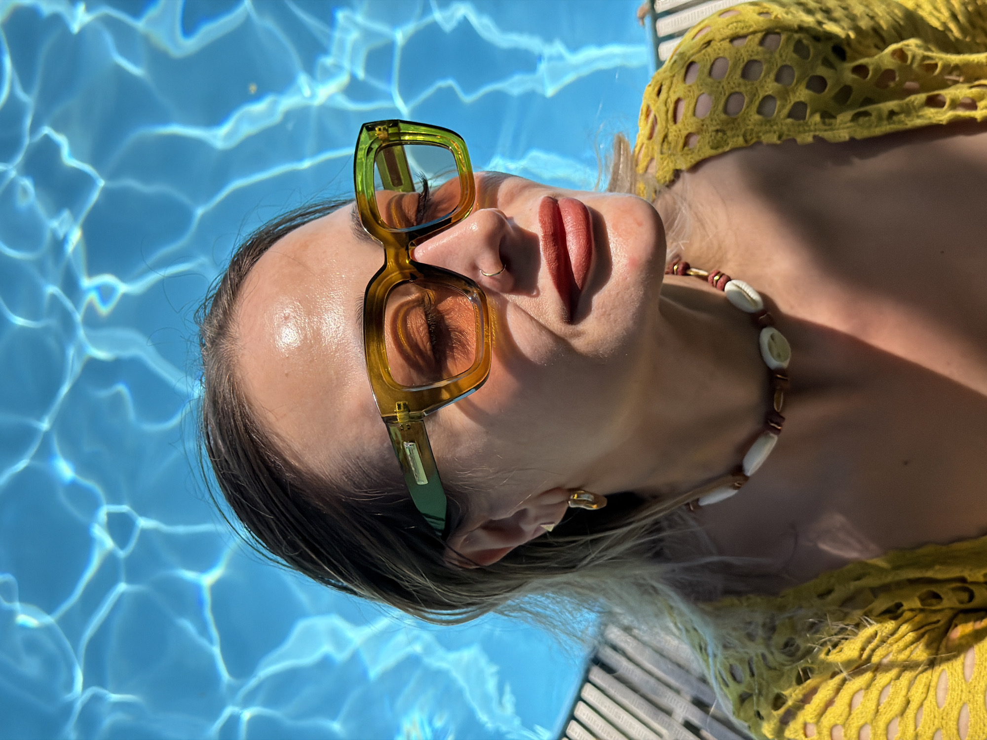 Woman enjoys morning pool time in Krasnoyarsk