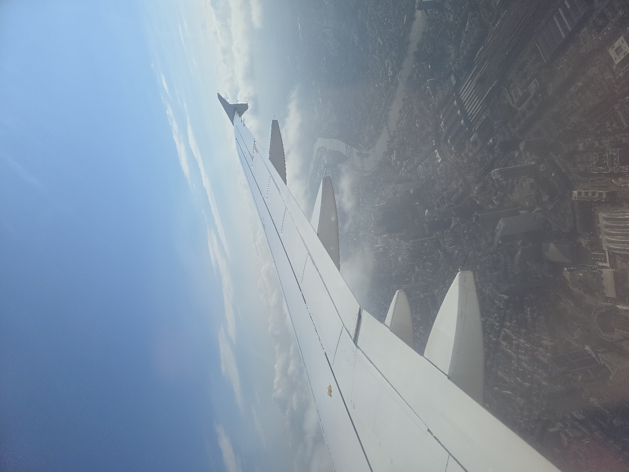 Aerial view of Frankfurt captured from airplane window