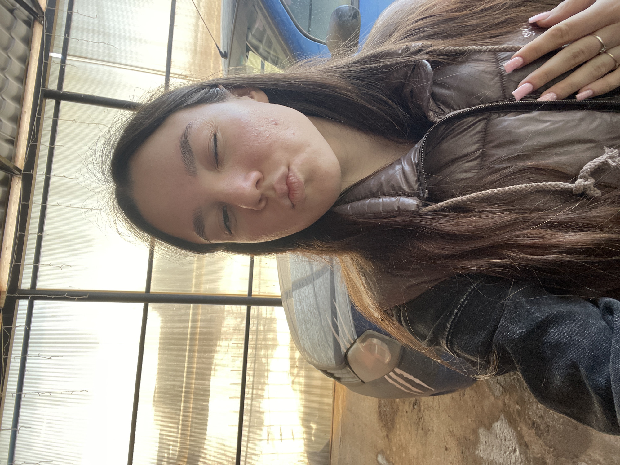 Woman documents morning outing with dog in Foki, Russia