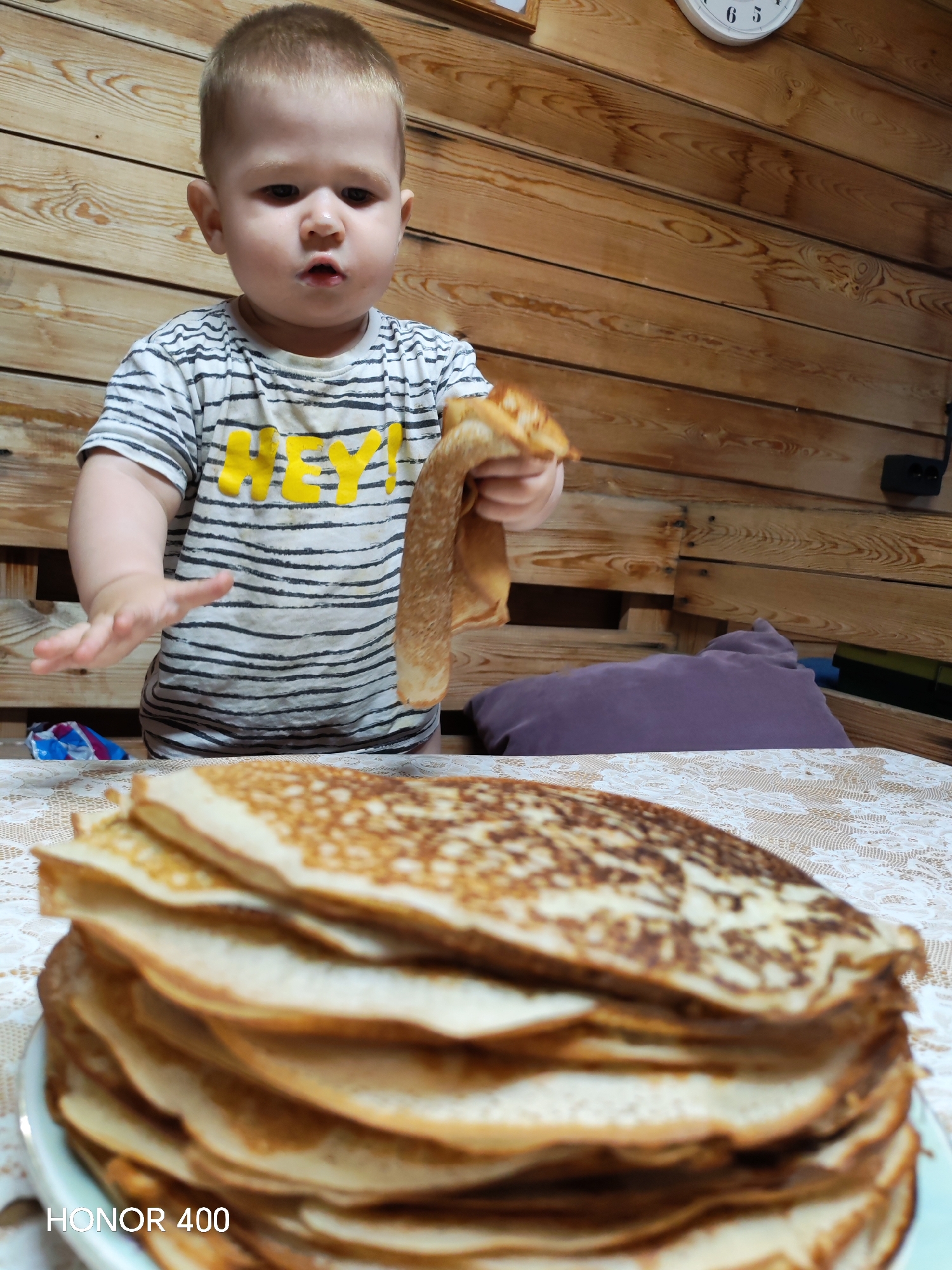 Blini and backyard pots on a summer afternoon in rural Russia