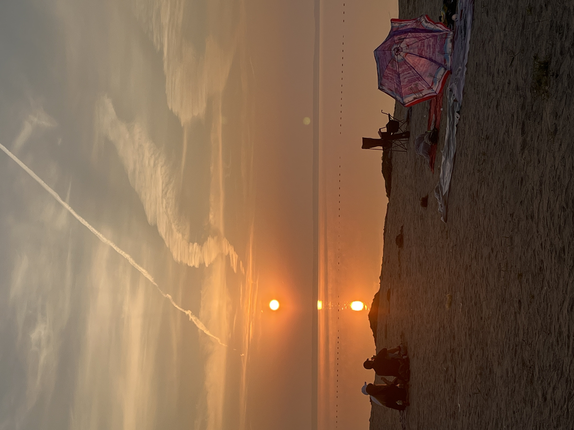 Golden hour on a sandy beach near Surakovo, Russia