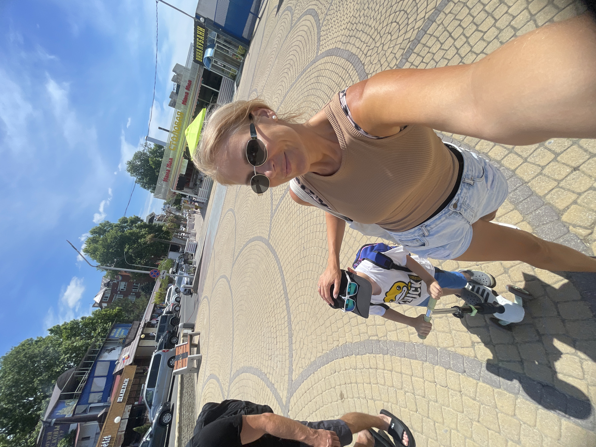 A busy summer day along Anapa's Black Sea resort strip.
