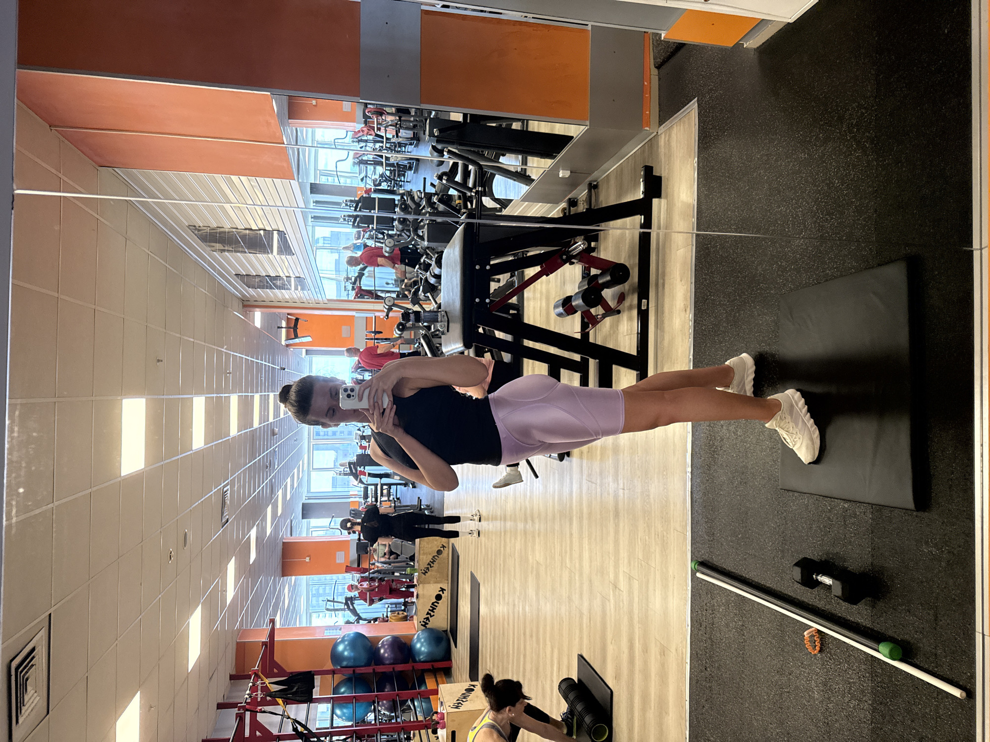 Woman takes gym selfie in Krasnoyarsk, Russia