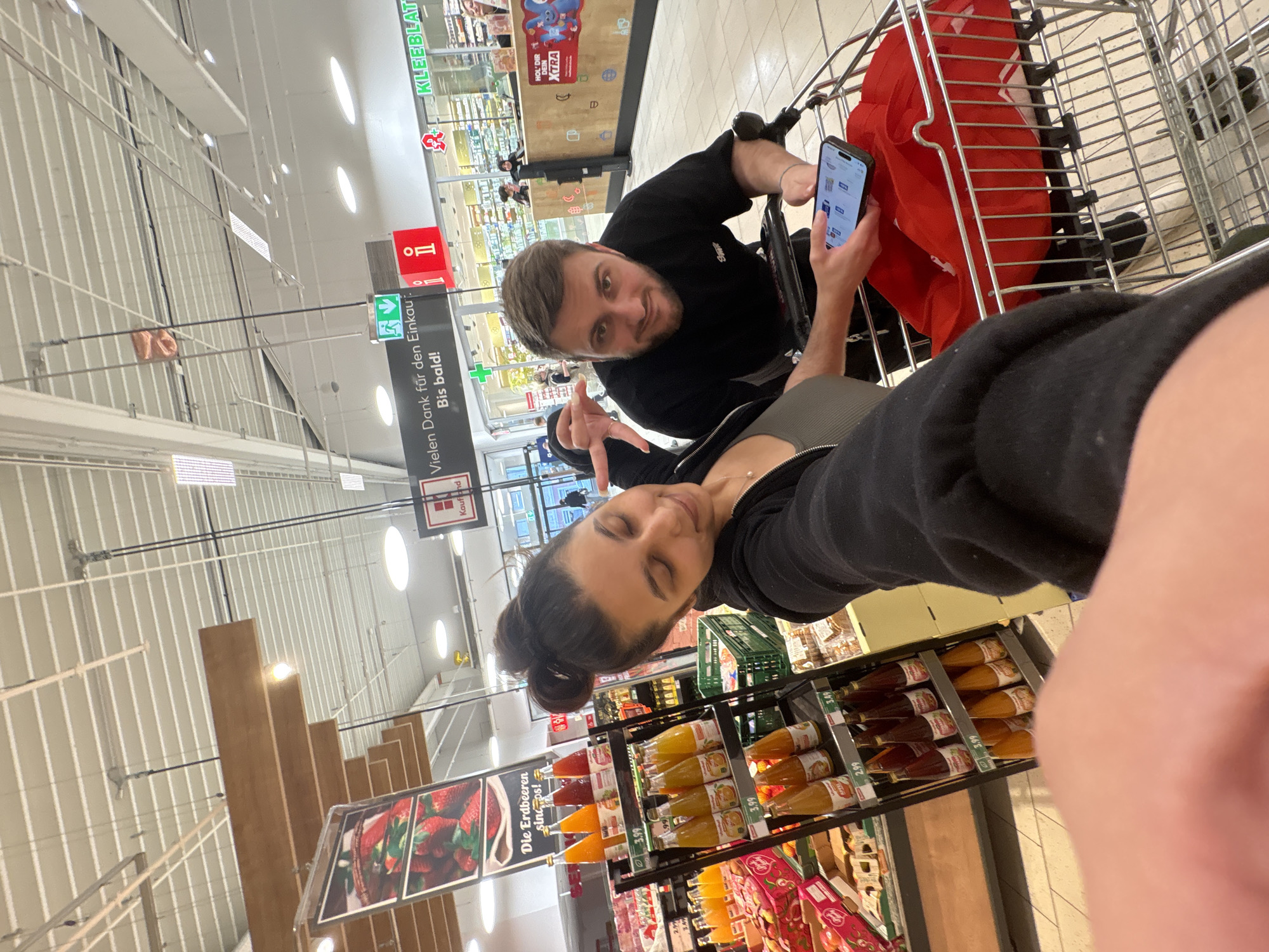 Shoppers take selfie at Kaufland supermarket in Mönchengladbach