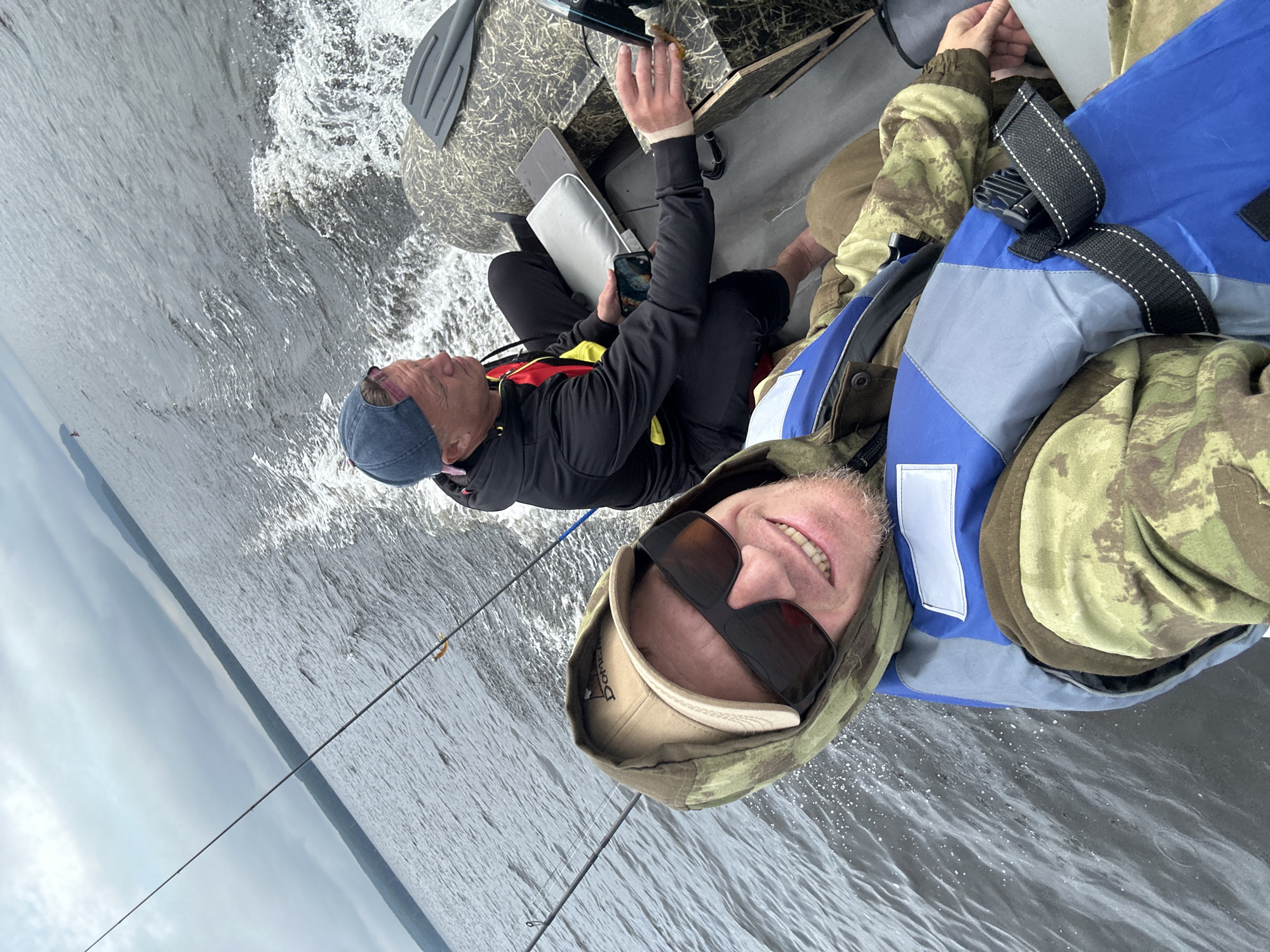 Boat selfie on the water in rural Russia