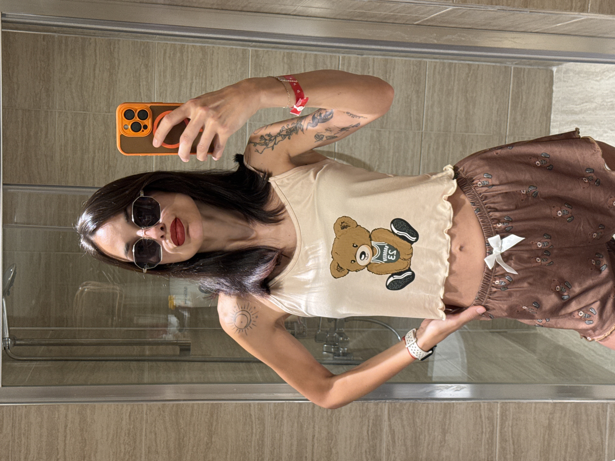Bathroom selfie in Aksu, Turkey, teddy bear outfit