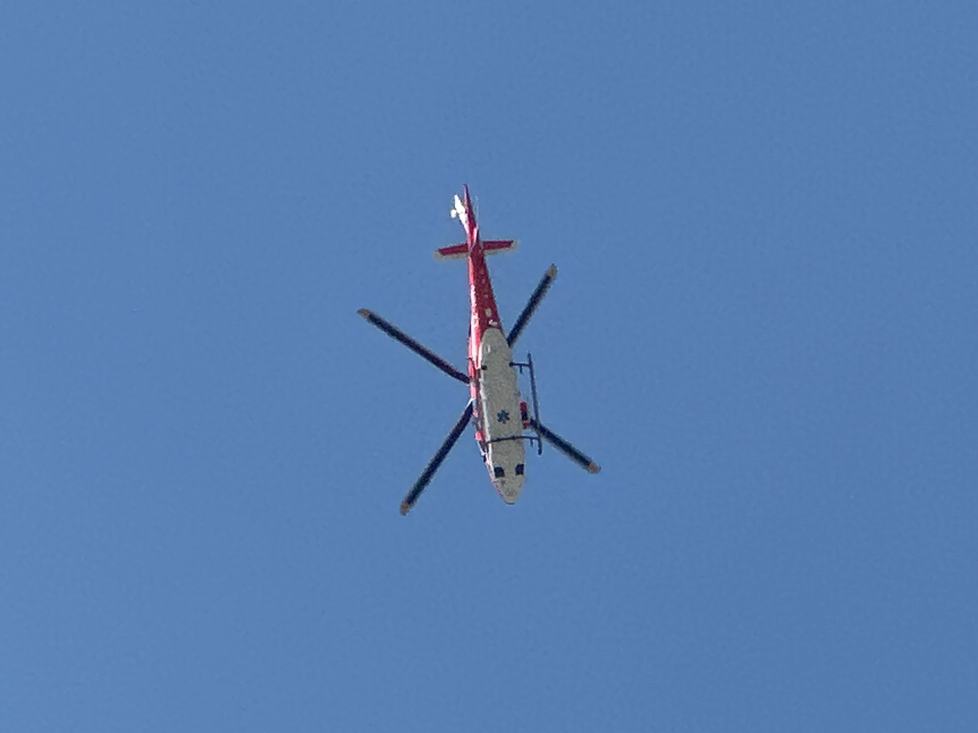 Air ambulance over a Stara Zagora construction site