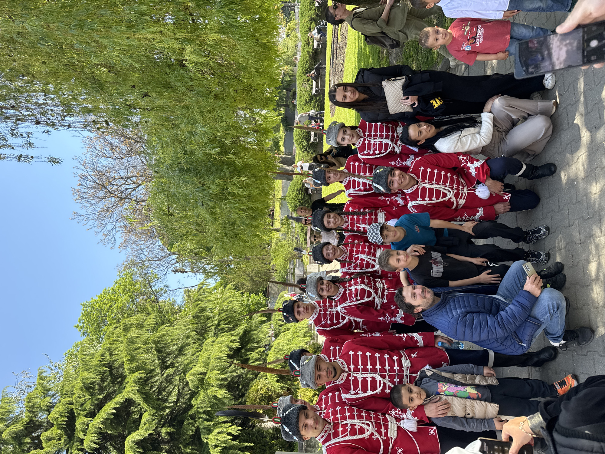 Children gather near Russian Church in Sofia park