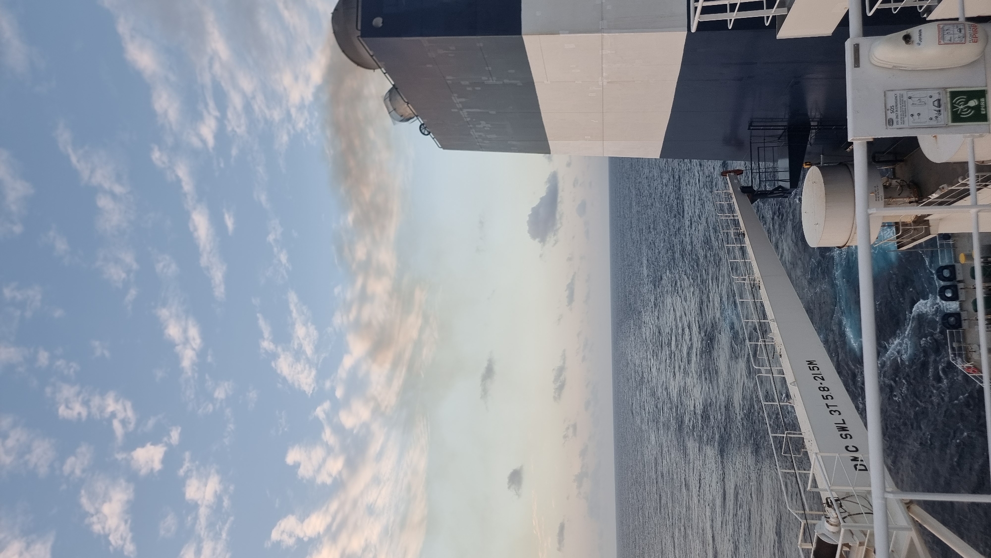 On deck at sea, somewhere off the Kerala coast