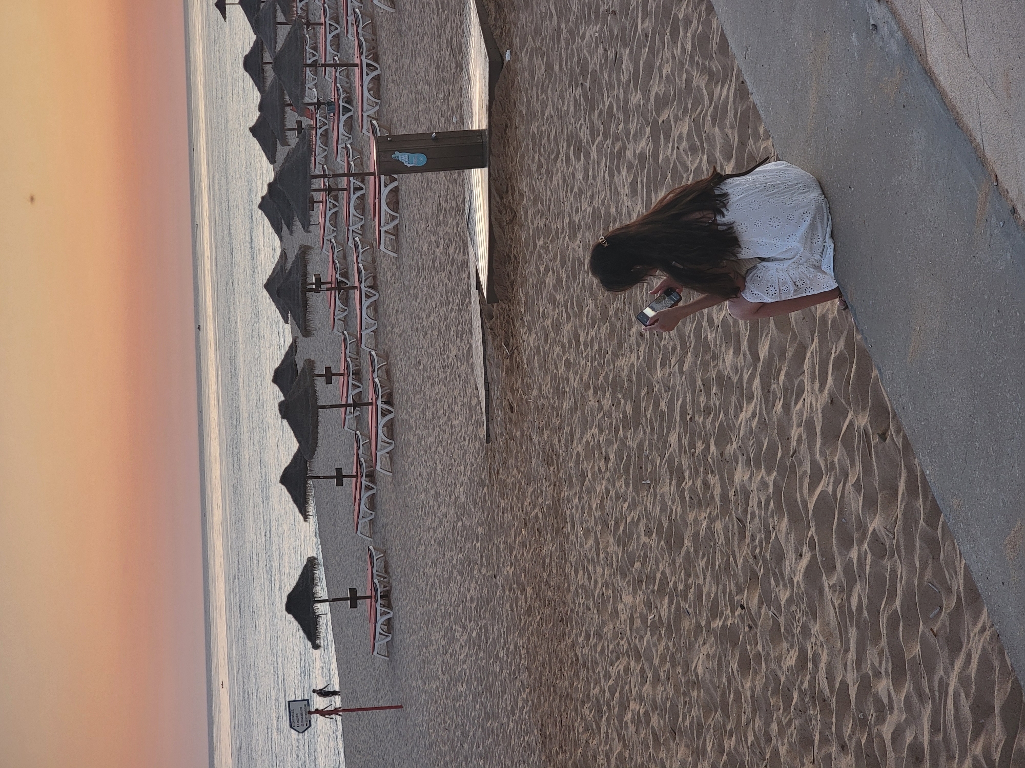 Sunset evening on the Quarteira beachfront, Algarve